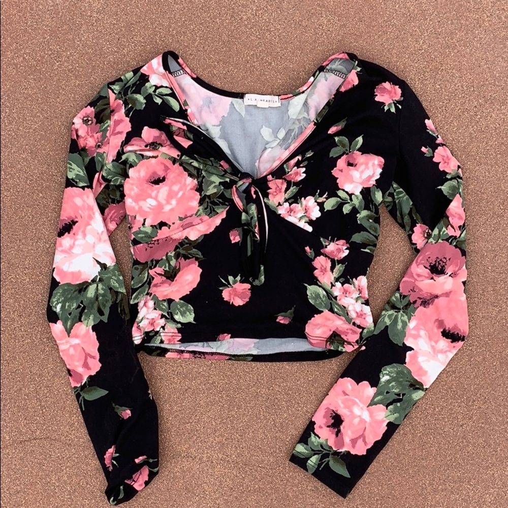 Floral long sleeve crop top